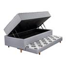 Cama Box Solteiro com Baú e Cama Auxiliar 3em1 88x188x71cm Cinza Cristalflex