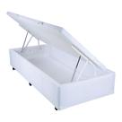 Cama Box Solteiro com Baú Mega Colchões Branco com Pistão - 088x188