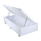 Cama Box Solteiro com Baú Mega Colchões material sintético Branco com Pistão - 088x188
