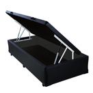 Cama Box Solteiro com Baú Sonnoforte material sintético Preto com Pistão - 078x188