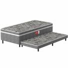 Cama box solteiro conjugada com auxiliar Probel Pelmex ortopédica D28 Active altura de 55 cm cinza Cama box solteiro conjugada com auxiliar Probel Pelmex ortopédica D28 Active altura de 55 cm cinza