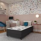 Cama Box Solteiro Conjugada Turim D28 Ortopédico Floral e Preta