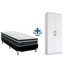 Cama Box Solteiro CRC + Bonnel Orthoflex 78 + Armário Multiuso Margarida Branco