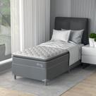 Cama Box Solteiro D40 Classic C Pillow 88x188x50cm Montreal Branco/Cinza Marrom/Bege
