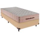 Cama Box Solteiro e Colchão Airtech Spring Pocket Molas Ensacadas Ortobom Ocre