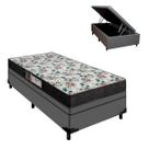 Cama Box Solteiro e Colchão D33 Veneza com Baú Cinza Portobel Cama Box Solteiro e Colchão D33 Veneza com Baú Cinza Portobel