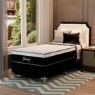 Cama Box Solteiro Gemini II com Colchão Solteiro Molas Ensacadas Grafite e Branca