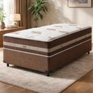Cama Box Solteiro King Marrom Colchão De Molas DAngelis Classic Superlastic 96x203x55cm