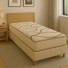 Cama box solteiro linho bege com colchão d33 88x188 paropas