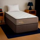 Cama Box Solteiro Marrom+Colchão Cambridge D33 PoliConfort