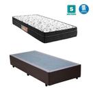 Cama box solteiro marrom + colchão mola ensacada