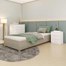 Cama Box Solteiro Mônaco Ripas Multilaminadas Off White Móveis Tcil