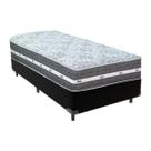 Cama Box Solteiro Preto + Colchão Black Graphite 27 Molas Ensacadas Anjos