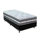 Cama Box Solteiro Preto + Colchão Black Graphite 32 Molas Ensacadas Anjos