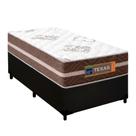 Cama Box Solteiro Sintético + Colchão Molas Ensacadas Texas Prime Colchões 88x188x64cm Preto