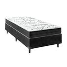 Cama Box Solteiro Sintético Preto com Colchão de Espuma Semi Ortopédica Extra Firme Resistente Preto 88x188x52cm Suporta 80kg