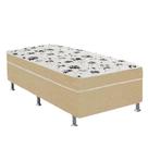 Cama Box Solteiro Suede Bege + Colchão Solteiro Suede Bege Orto Molas Ensacada 88x188x55