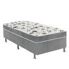 Cama Box Solteiro Suede Cinza + Colchão Solteiro Suede Cinza Orto Molas Bonnel 88x188x55