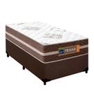 Cama Box Solteiro Suede + Colchão Molas Ensacadas Texas Prime Colchões 88x188x64cm Marrom