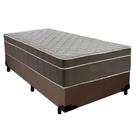 Cama Box Suede Solteiro + Colchão Serene Molas Ensacadas 88x188x65 Marrom