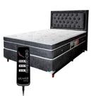 Cama box VIÚVA 1,20x1,88 com Controle Massagem Cabeceira cor Cinza grafite ALLMAG