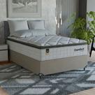 Cama Box Viúva + Colchão Comfort Class Pillow Top 128x188 Branco-suede Bege Cama Box Viúva + Colchão Comfort Class Pillow Top 128x188 Branco-suede Bege