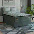 Cama Box Viúva + Colchão Comfort Class Pillow Top 128x188 Cinza/suede Cinza