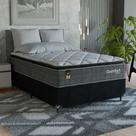 Cama Box Viúva + Colchão Comfort Class Pillow Top 128x188 Cinza/suede Preto