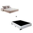 Cama Box Viúva Tecido Sintético Branco com Colchão Pillow Angel - Bello Box - Molas Ensacadas 62x128x188