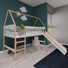 Cama Cabana Infantil Elevada com Escorregador Arredus Madeira Maçica / MDF Cama Cabana Infantil Elevada com Escorregador Arredus Madeira Maçica / MDF