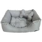 Cama Cabana Pet Cinza Tenda G Toca Cachorro Gato Almofada Lavavel Totalmente desmontavel G
