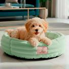 Cama Cachorro Gato Nuvem Ninho Caminha Pet Redonda Wave Luxo Soft 50cm Menta