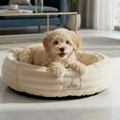 Cama Cachorro Gato Nuvem Ninho Caminha Pet Redonda Wave Luxo Soft 50cm Natural