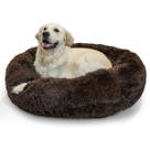 Cama Calmante Best Friends Formato Donut Em Pele Felpuda Para Cães e Gatos Grande - Chocolate