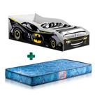 Cama Carro Batman Infantil Preto Gabrielli Móveis Com Colchão Gazin Infantil