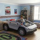 Cama Carro Cyber Bed Solteiro Futurista Rodas Embutidas Cor:Cinza