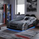 Cama Carro Extreme GTR Solteiro Estofada Cabeceira de Banco Cor:Cinza