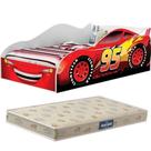 Cama Carro Infantil McQueen Vermelho C/ Colchão juvenil 100% MDF Quarto