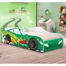 Cama Carro Kaboom Verde Solteiro Com Colchão