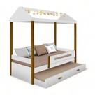 Cama Casa Sara Branco/Mel c/ Auxiliar e LED