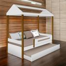 Cama Casa Solteiro Lara Branca com Auxiliar