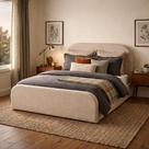 Cama Casal 1.40m Estofada Valentina Moderna Linha Alta Para Quarto