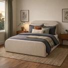 Cama Casal 1.40m Estofada Valentina Moderna Linha Alta Para Quarto
