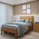 Cama Casal 140cm Madeira Maciça Ratan Esmeralda
