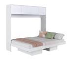 Cama Casal Articulável Horizontal com Portas Branco MDP Hanover Dobrável Armários