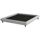 Cama Casal Base Box Pés Madeira 156cm Emma Linho Cinza Claro - Nexta Casa