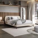 Cama Casal com Cabeceira Estofada Linho Sun
