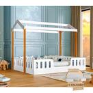 Cama Casal com Colchão Casinha Montessoriana Ágatha Branco/amêndoa
