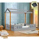 Cama Casal com Colchão D28 Casinha Montessoriana Ágatha Cinza/amêndoa Incluso Lousa Mágica Cama Casal com Colchão D28 Casinha Montessoriana Ágatha Cinza/amêndoa Incluso Lousa Mágica