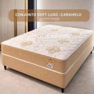 Cama Casal Conjunto Box Casal Ouro Luxo Cor Caramelo Base e Colchão separados 138x188x67 2 Travesseiros de brinde Cama Casal Conjunto Box Casal Ouro Luxo Cor Caramelo Base e Colchão separados 138x188x67 2 Travesseiros de brinde